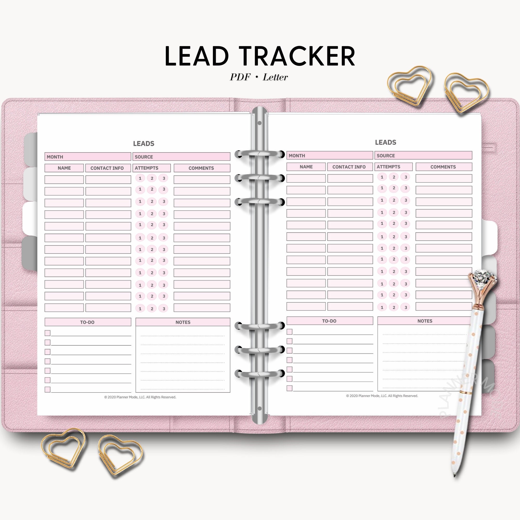 Client Lead Tracker, Real Estate Lead, Call Log, Follow up Printable ...