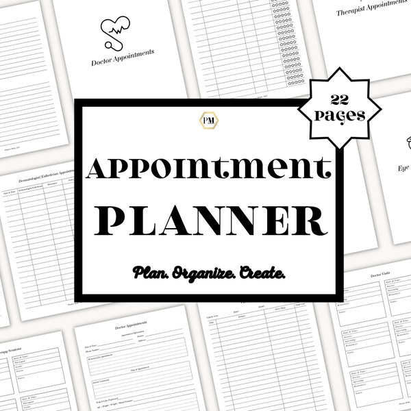 Appointment Planner, Appointment Tracker, Doctor Appointments, Patient Appointment, Hair Appointments, Nail Appointments, Therapy Sessions