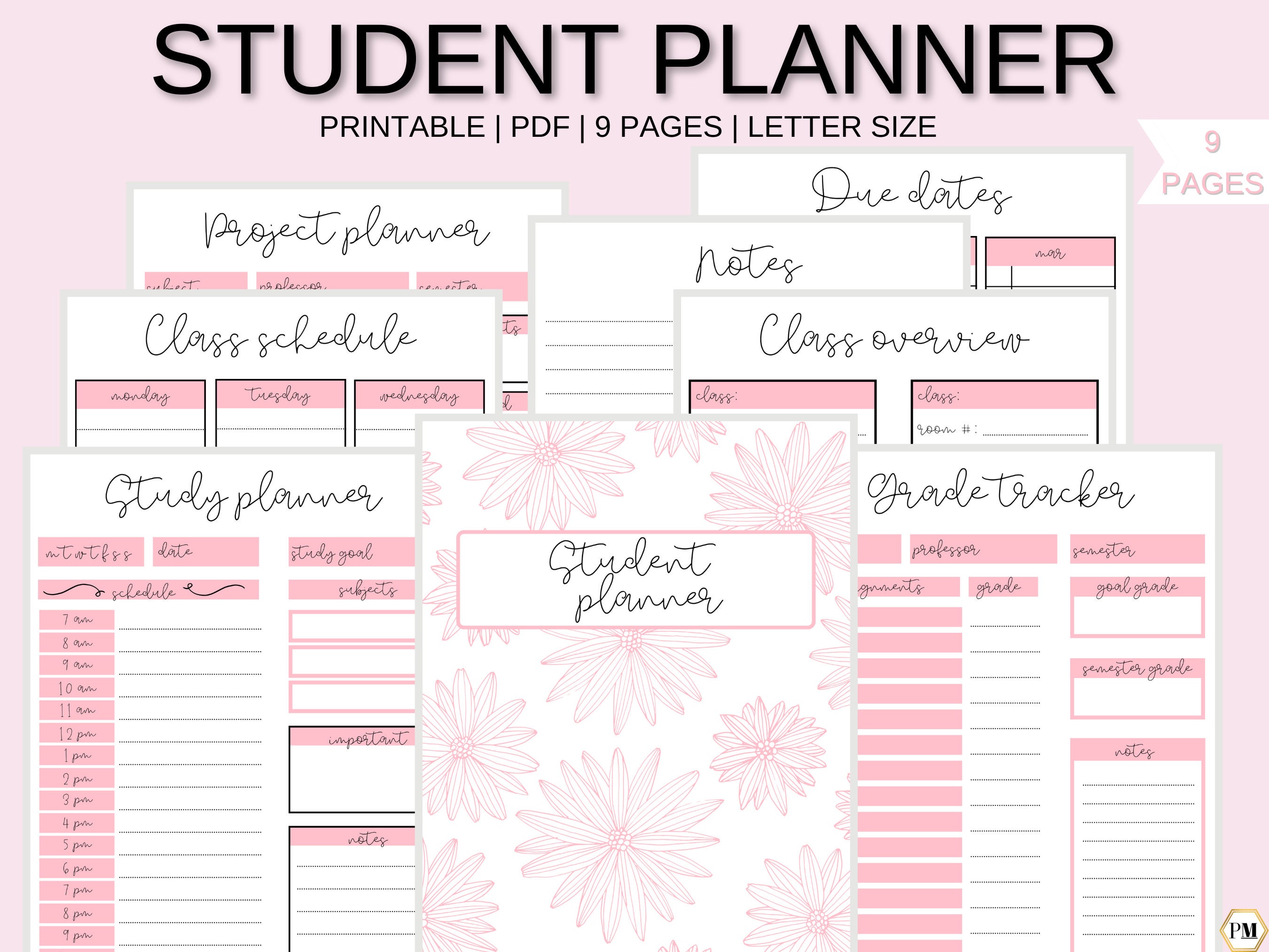 Student Planner Academic Planner College Student Planner Etsy