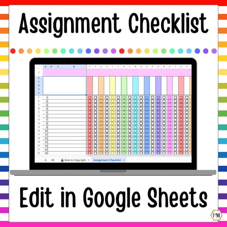 Student Assignment Checklist, Google Sheets Tracker, Editable Homework ...