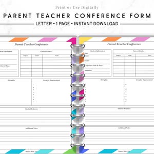 Parent Teacher Conference Form, Printable Meeting Notes, Student Progress Report PDF, Teacher Template, Instant Download