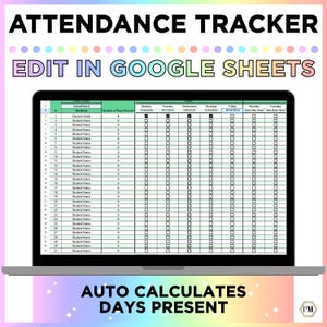 Attendance Tracker, Editable Student Attendance Log for Teachers