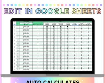 Attendance Tracker, Google Sheets Template, Editable Student Attendance Log for Teachers