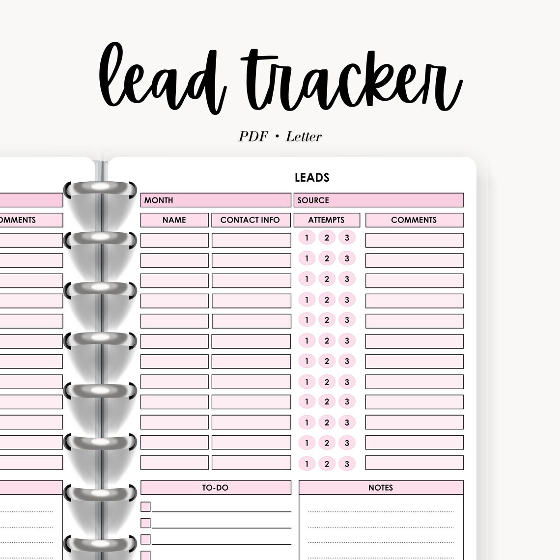 Client Lead Tracker, Real Estate Lead, Call Log, Follow up Printable ...