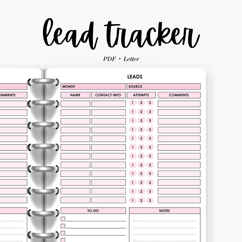 Client Lead Tracker, Real Estate Lead, Call Log, Follow up Printable ...