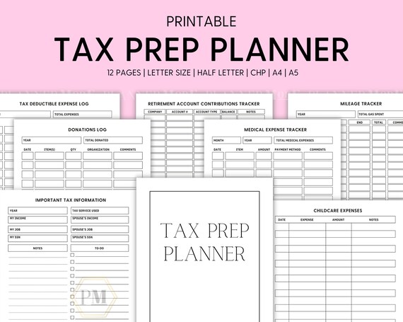 Tax Worksheets Printable Tax Binder Tax Preparation Tax - Etsy