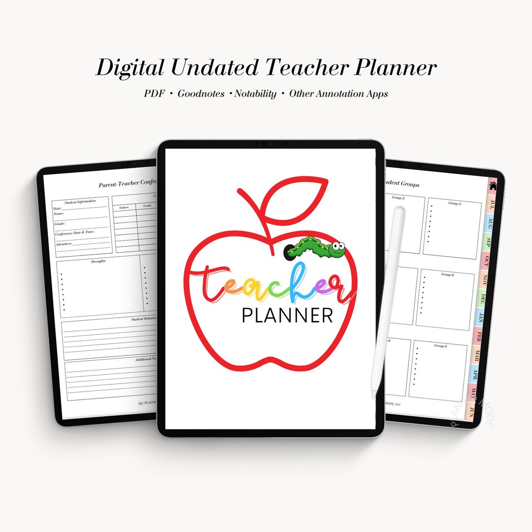 Digital Teacher Planner Lesson Planner Digital Gradebook Etsy