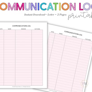 Communication Log Printable | Contact Tracker PDF | Call & Meeting Record Sheet | Stay Organized | Instant Download