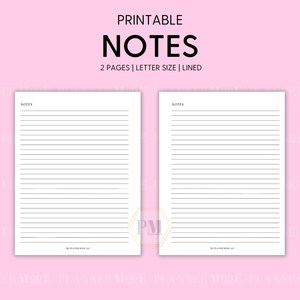 Notes Printable | Note Taking Pages PDF | School & Work Notes | Minimalist Note Sheets | Note Templates