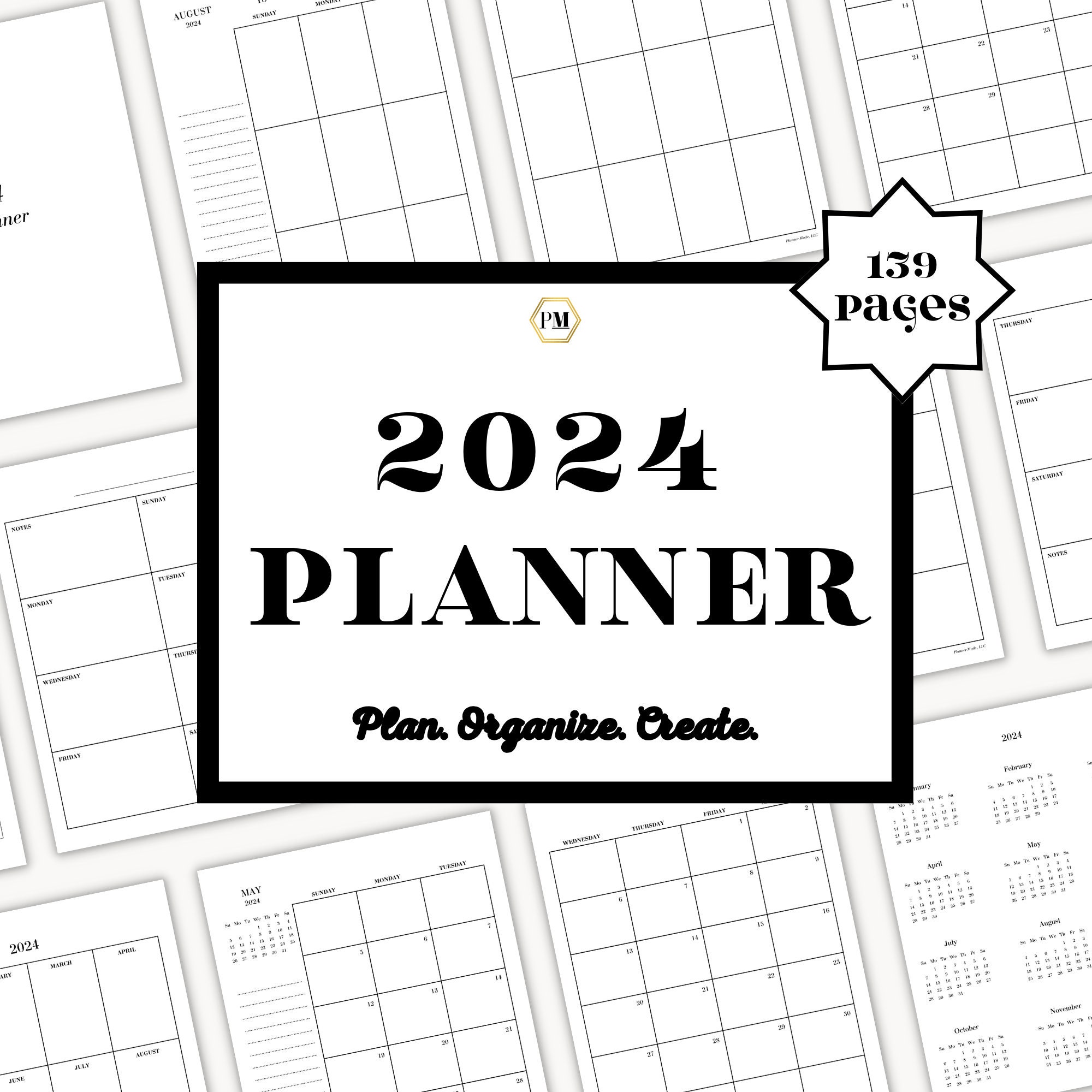 2024 Planner, Printable 2024 Planner, Digital 2024 Planner Bundle