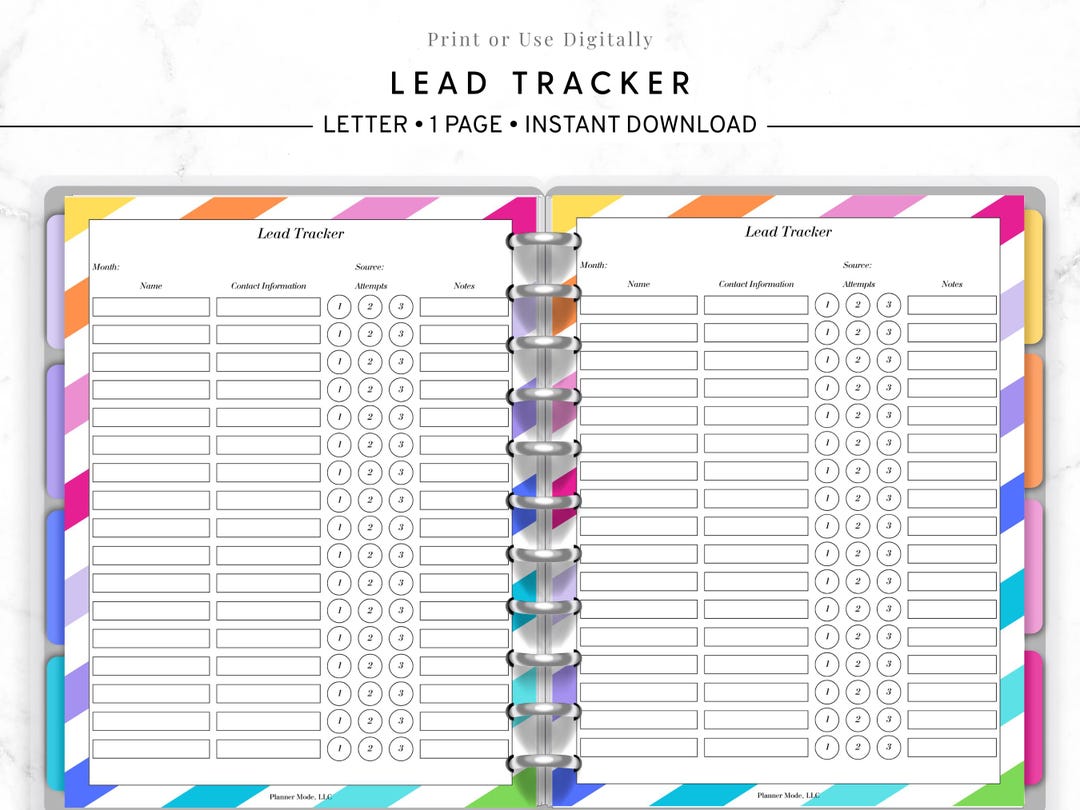 Lead Tracker Planner, Sales Lead Log Printable, Client Follow up Sheet, CRM Insert PDF, Business ...