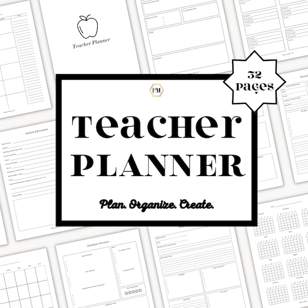 Teacher Planner, Teacher Gradebook, Undated Teacher Planner Printable, Digital Teacher Planner, Goodnotes Gradebook, Digital Gradebook