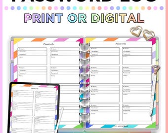 Printable Password Tracker: Website Login Organizer (Digital Download)