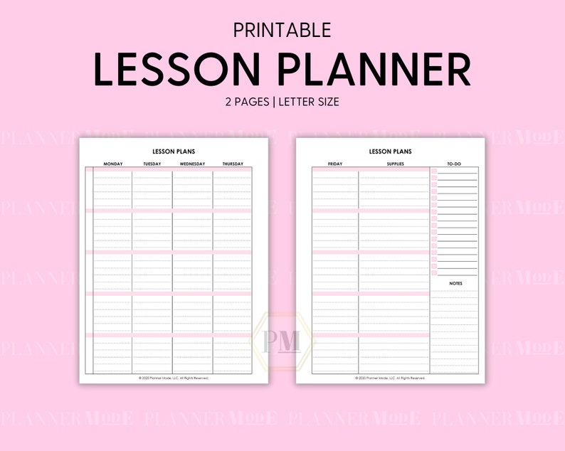 Teacher Lesson Planner Lesson Planner Printable Lesson Etsy