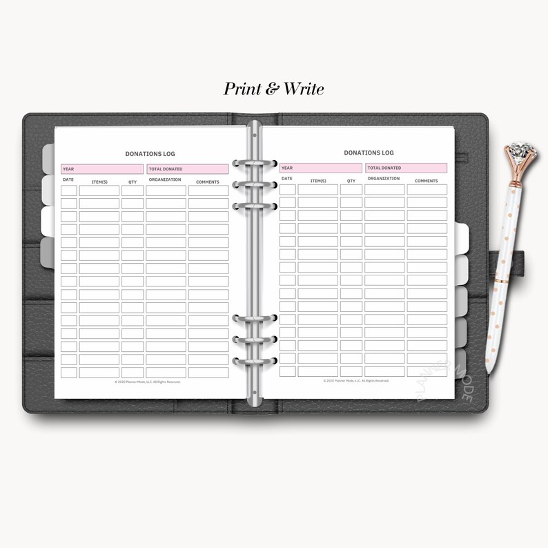 Donation Log, Donations Tracker, Printable Donation Log, Tithe Tracker