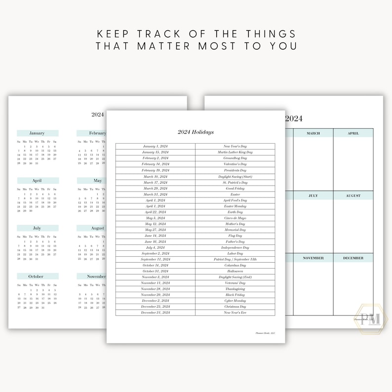 Monthly 2024 Planner Printable, 2024 Planner Printable, Weekly 2024