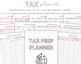 Printable Tax Planner: Tax Season Organizer, Job Search Tracker (Digital Download)