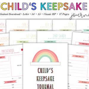 Printable Kids Keepsake Journal, School Memory Questionnaire, Kid&#39;s Memory Journal, Childhood Memory Interview, Childhood Memories