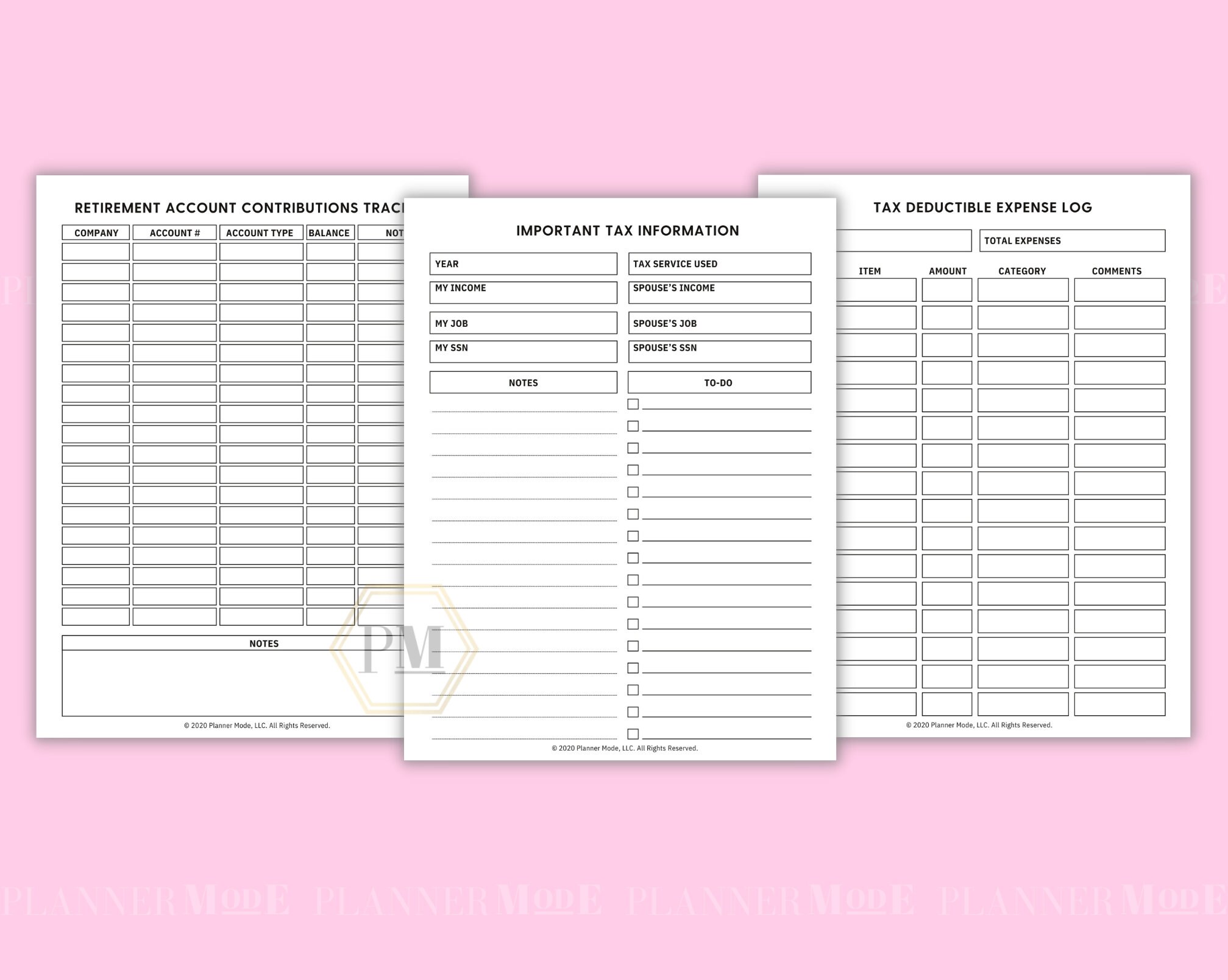 Tax Worksheets Printable Tax Binder Tax Preparation Tax - Etsy