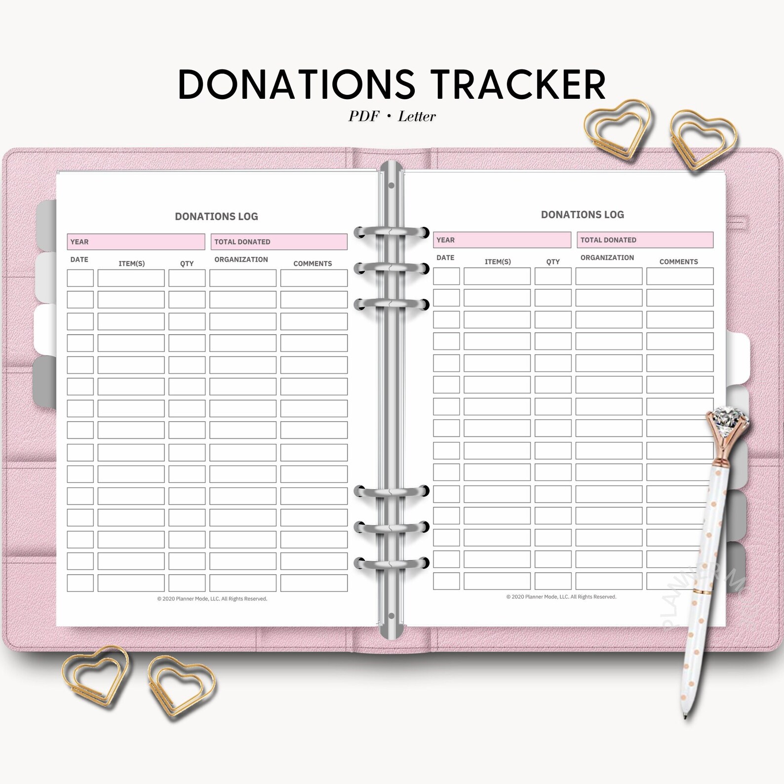 Donation Log, Donations Tracker, Printable Donation Log, Tithe Tracker, Donation Insert ...