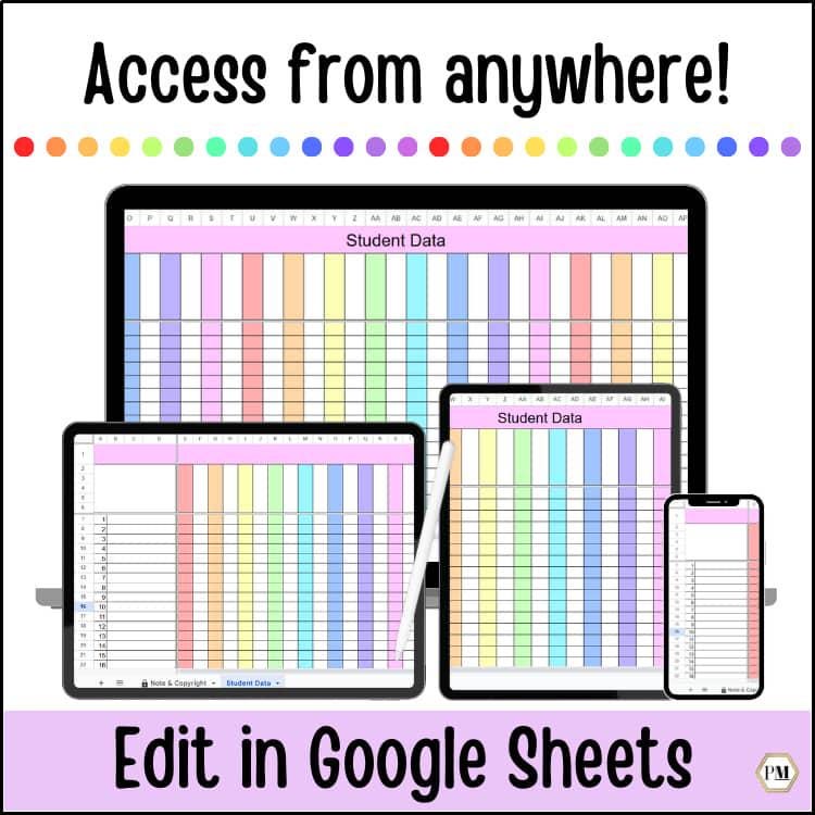 Student Data Tracker, Editable Progress Monitoring Template (google ...