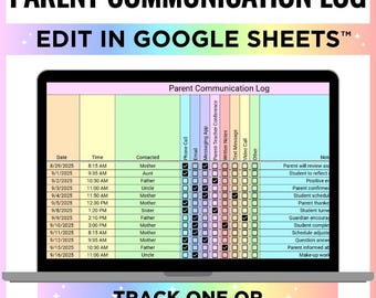 Editable Parent Communication Log, Digital Parent Contact Tracker