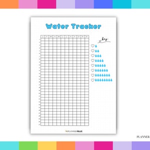 Water Tracker, Yearly Water Tracker, Hydration Log, Health Log, Water Challenge, Water Counter, Dot Journal