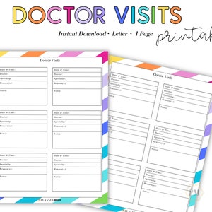 Doctor Visits, Medical Appointments, Doctor Appointment Printable, Physician Visits, Health Care, Medical Binder, Appointment Insert