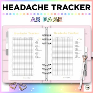 Headache & Migraine Tracker: A5 Symptoms Log (Digital Download)