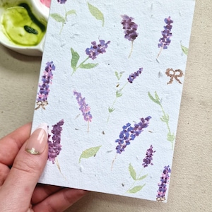 Carta con semi piantabili, biglietto floreale di lavanda, biglietto con semi fatto a mano, biglietto di ringraziamento, biglietto di compleanno, biglietto di pronta guarigione