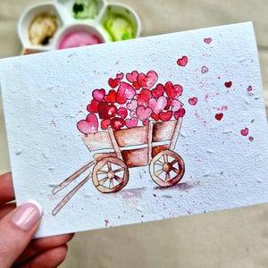 Tarjeta de San Valentín hecha a mano con papel con semillas plantables