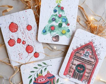 Christmas card set  | Holiday wishes plantable card | Christmas seed card | Christmas eco plantable postcard | A6 Christmas card |