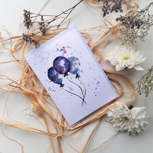 carte d’anniversaire | | A6 Avec | d’enveloppe Ballons bleu