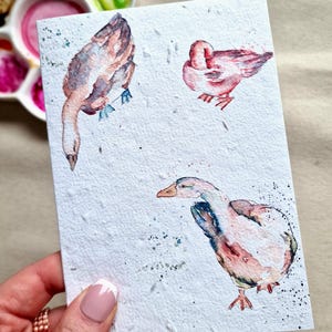Tarjeta de patitos de papel con semillas plantables, tarjeta de semillas hecha a mano, tarjeta de agradecimiento, tarjeta de cumpleaños, tarjeta de pronta recuperación