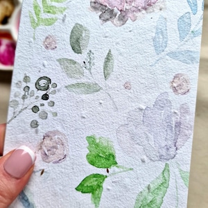 Tarjeta con flores de papel con semillas plantables en colores pastel, tarjeta con semillas hecha a mano, tarjeta de agradecimiento, tarjeta de cumpleaños, tarjeta para que te recuperes pronto