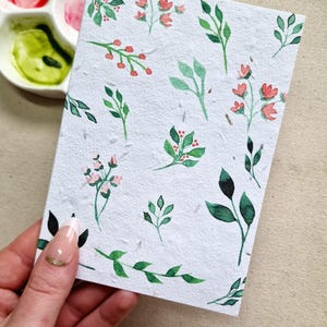 Cartão floral verde de papel semente plantável, cartão de semente feito à mão, cartão de agradecimento, cartão de aniversário, cartão de melhoras