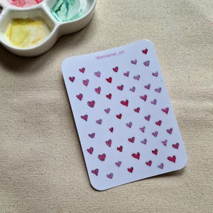 Watercolor Hearts Sticker Sheet A6 Glossy Flower Stickers for Journals Planners Scrapbooks Kiss Cut Handmade Eco Friendly