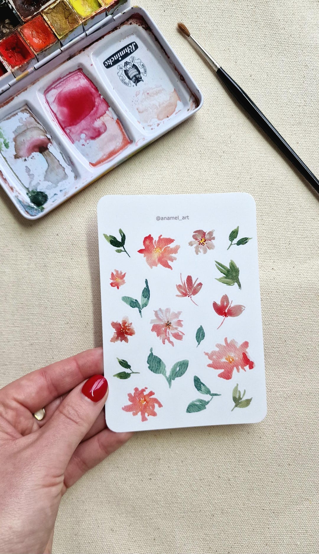 Watercolor Floral Sticker Sheet A6 Glossy Flower Stickers for Journals ...