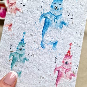 Tarjeta de papel con semillas para plantar con forma de oso bailarín, tarjeta hecha a mano con semillas, tarjeta de agradecimiento, tarjeta de cumpleaños, tarjeta para que te recuperes pronto