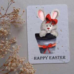 | de cartes Joyeuses Pâques | de cartes en papier plantables | de cartes en papier texturé Carte de format A6 | Carte lapin de Pâques