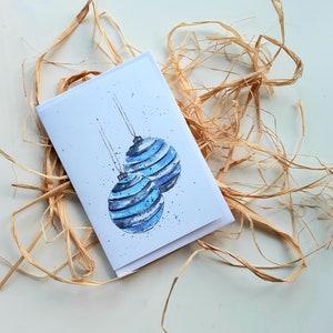 Kerstkaart | Blauwe bal
