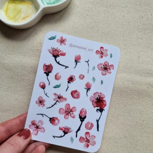 Watercolor Floral Sticker Sheet A6 Glossy Flower Stickers for Journals Planners Scrapbooks Kiss Cut Handmade Eco Friendly