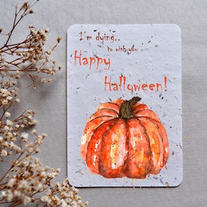 Carte d’Halloween| Invitation effrayante à Halloween| Souhaits d’Halloween| Carte de vœux d’Halloween plantable| De nombreux modèles de cartes postales d’Halloween | Papier de semence