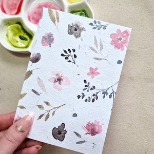 Cartão floral de papel com sementes plantáveis, cartão de sementes feito à mão, cartão de agradecimento, cartão de aniversário, cartão de melhoras