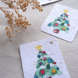 Etiquetas de regalo de Navidad / Etiquetas de regalo / Etiquetas de papel plantable / Etiquetas de papel de semilla / Etiquetas de celebración de Navidad / Etiquetas para niños / Etiquetas ilustradas