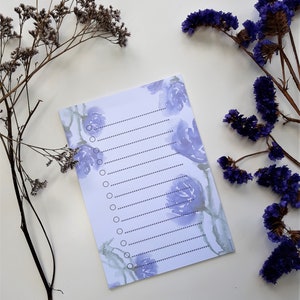 A5 Notepad | Handmade | Notepad with Dotted To Do List | Illustrated Botanical Notepad