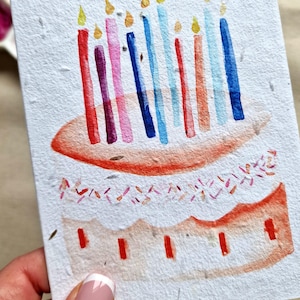 Carte de gâteau d'anniversaire en papier graine à planter, carte de graine faite main, carte de remerciement, carte d'anniversaire, carte de rétablissement