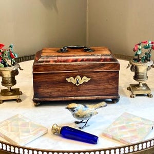 Wickham name your pleasure,White, Black,Oolong?The Butler said holding a George lll Rosewood Faux Tortoiseshell Tea Caddy.Champagne please