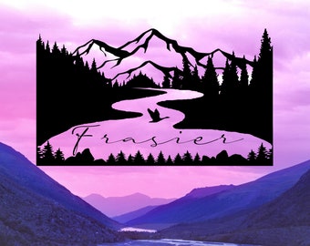 Personalized Mountains and River Decal, RV Decal, Camper Decal, Outdoors Decal, RV Door decal, camping gift, River decal, Nature Lovers