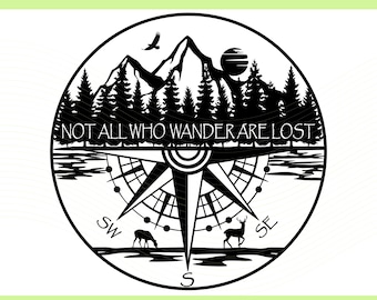 Mountain Compass SVG: Wanderlust Camper Decal (Digital Download)